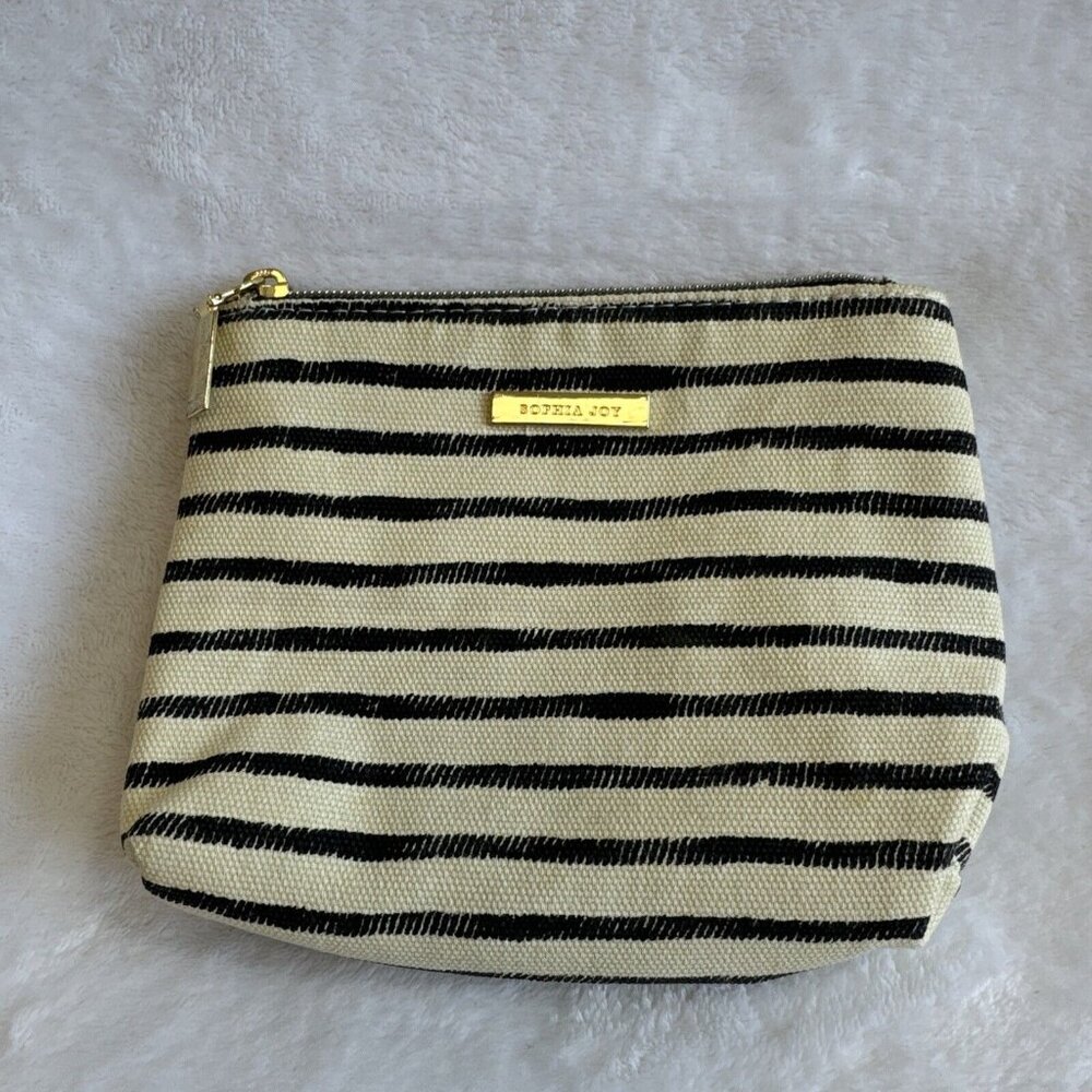 SOPHIA JOY Makeup Cosmetic Zipper Bag Stripes Travel Purse Organizer‎